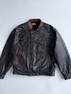 Batani Sports Black Leather Jacket (Brown Collar/Pocket (L/XL)
