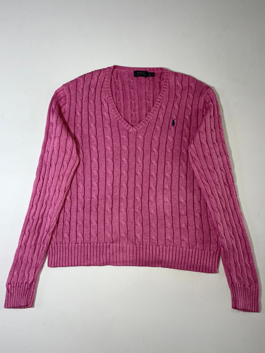 Polo Ralph Lauren Cable-Knit V-Neck Sweater – Pink Women’s (XL)