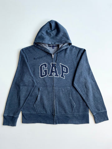 Gap Heather Navy Arch Logo Zip-Up Hoodie (XL)