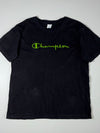 Champion | Embroidered Script Logo Tee Black Green | (L)