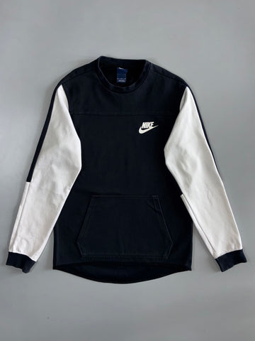 Nike | Colourblock Crewneck Sweatshirt with Kangaroo Pocket Black & White (M)