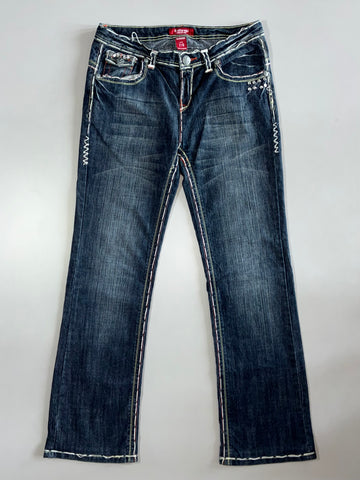 Riflessi  Dark Wash Rhinestone Bootcut Jeans (W:30|L:39)