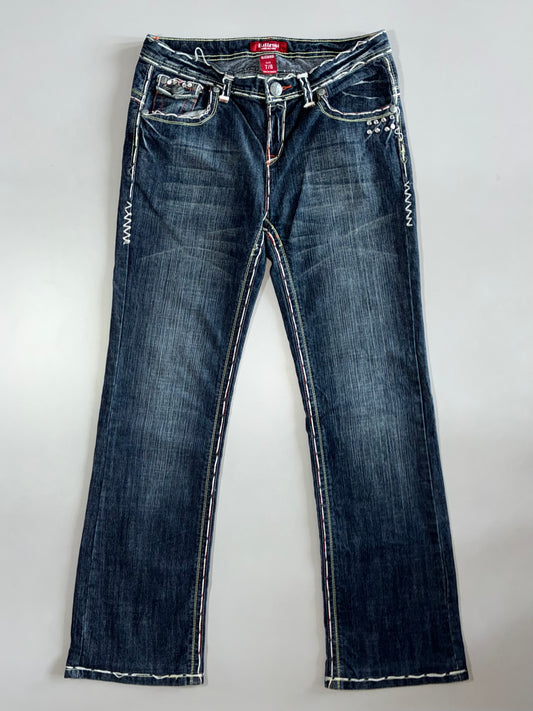 Riflessi  Dark Wash Rhinestone Bootcut Jeans (W:30|L:39)