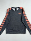 Adidas Essentials Grey & Coral 3-Stripes Fleece Crewneck Sweatshirt (S)