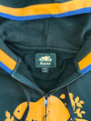 Roots Canada Beaver Logo Full-Zip Hoodie – Forest Green with Gold & Blue Hood (M)