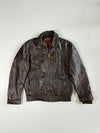Vintage 70s Brown Braided Leather Bomber Jacket (M)