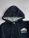 Roots Canada Zip-Up Hoodie Black Full Zip Hoodie with Camo Lined Hood  (S)