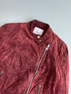 Mango Burgundy Genuine Suede Leather Biker Jacket – Woven Shoulder women’s (XXS)