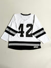 Athletic Knit Skull Hockey Jersey – White Black Grey Oversized (3XL)