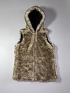 Faux Fur Hooded Sleeveless Vest (S)