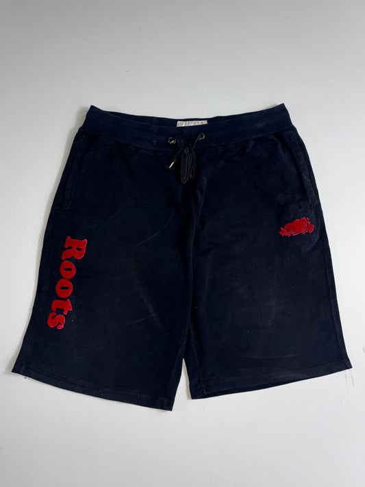 Roots Canada Embroidered Sweat Shorts Black (W-36 L-23)