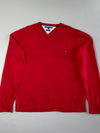 Tommy Hilfiger Red Premium Cotton V-Neck Sweater (XL)