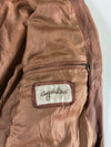 Vintage 90s Tan Brown Leather Bomber Jacket – Ribbed Collar & Cuffs (XL/2XL)