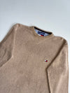 Vintage 90s Tommy Hilfiger Tan Cotton Knit Crewneck Sweater – Made in Hong Kong (M)