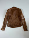System Brown Leather Jacket with Topstitched Panels (XS)