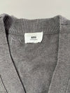 AMI Paris Grey V-Neck Cardigan – Red Ami de Coeur Logo (XL)