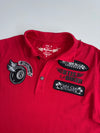 Y2K Big Train Japanese Biker Patch Polo Shirt Red  (L)
