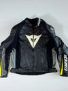 Dainese Black Leather Armoured Moto Racing Jacket Padded W/Back Hump (M)