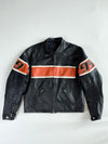 Vintage Black & Orange Leather Café Racer Jacket  No. 99 Racing Stripe (M)