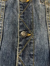 Pull&Bear Denim Bomber Jacket with Navy Nylon Sleeves, (M)