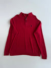 Chaps Red Ribbed Quarter-Zip Sweater(L)