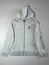 Tommy Hilfiger Grey Full Zip Hoodie Big Flag Logo Sleeve Print Size (M)