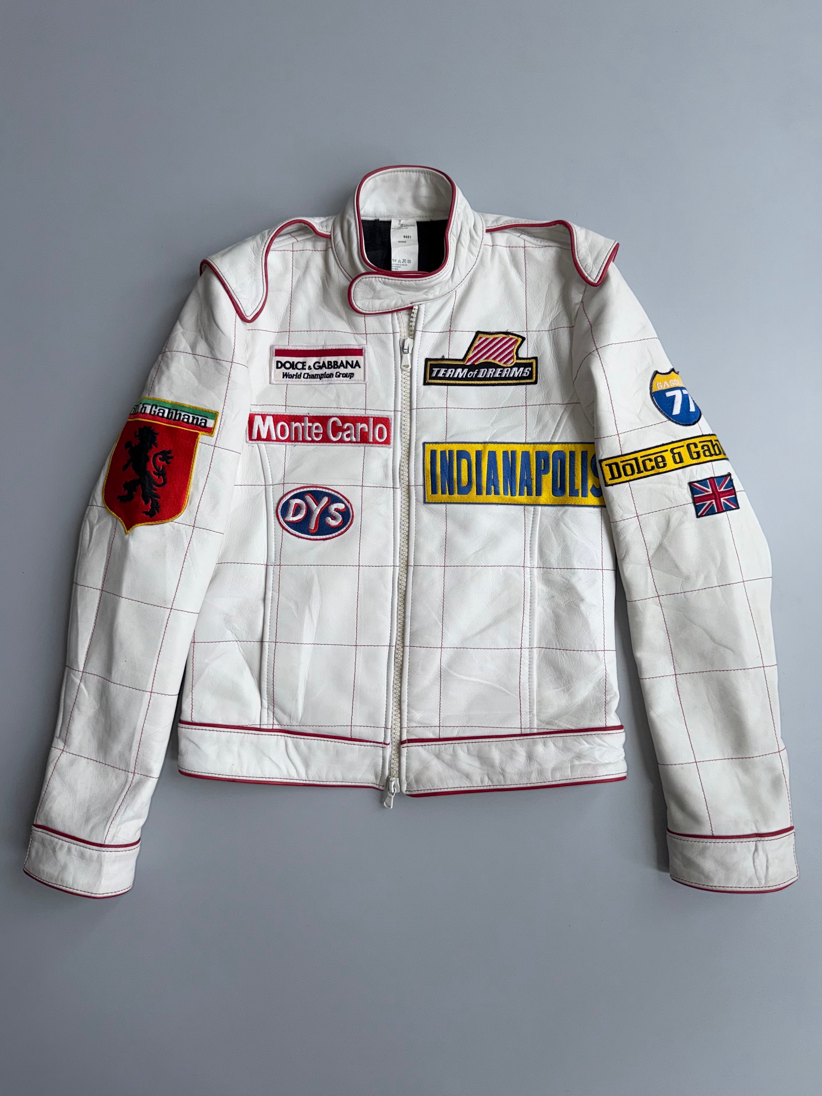 90's Dolce & Gabbana Vintage Racing Leather Jacket | “Indianapolis