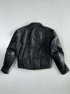 Panel-Stitched Black Leather Moto Jacket (M)