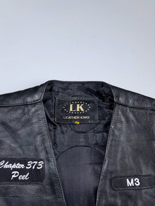 Leather King M3 Southern Cruisers Riding Club “Bulldog” Patched Leather Vest (XL)