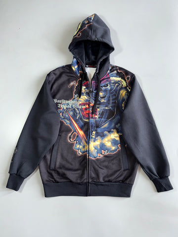 Worldwide Tribal Clique Skull Graphic Sublimation Zip Hoodie (M)