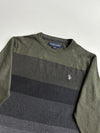 U.S. Polo Assn. Colour-Block Striped Knit Sweater – Olive/Grey(S)
