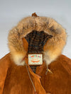 Vintage Basics Cognac Suede Fur Hood Toggle Bomber Jacket (XL)