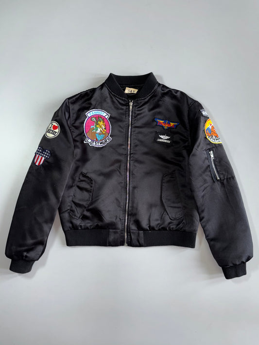 S&Y Boutique Vintage MA-1 Flight Bomber Jacket – Black Military Patches – “J. Sekimizu”(S)