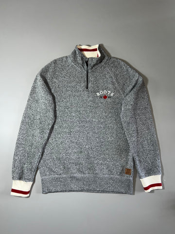 Roots Cabin | Grey Marl Quarter Zip Sweatshirt (M)