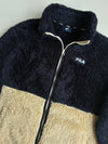 FILA Colorblock Sherpa Fleece Zip Jacket – Navy/Cream (S)
