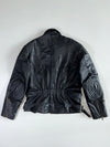 Vintage Black Quilted-Shoulder Belted Biker Jacket (XL/2XL)