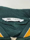 Zara Varsity Fleece Bomber Jacket “Athletic Team Est. 1975” – Green & Cream (XL)
