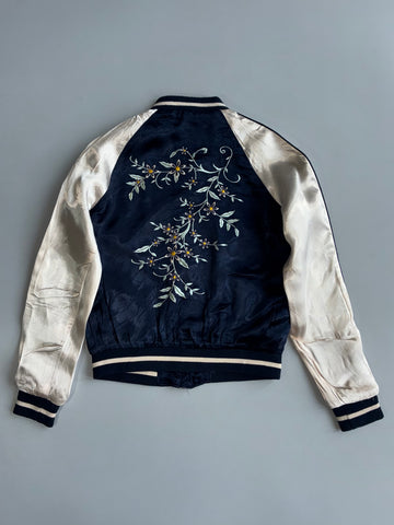 ONLY “Our Story” Satin Souvenir Bomber Embroidered Jacket (Xs)