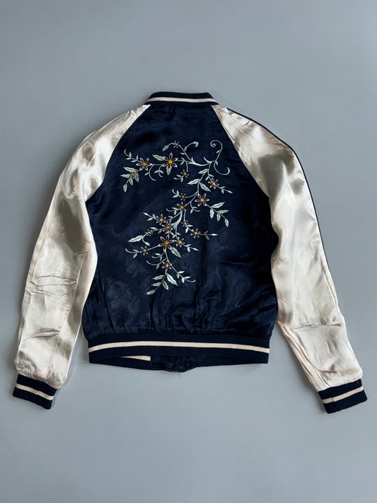 ONLY “Our Story” Satin Souvenir Bomber Embroidered Jacket (Xs)