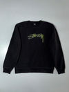 Stüssy Stock Logo Embroidered Black Crewneck Sweatshirt (L/XL)