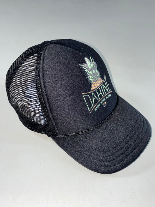 Dakine “Made With Aloha” Pineapple Black Foam Trucker Cap – Rope Detail Mesh Back (Adjustable)