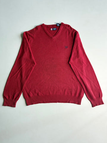 Chaps Ralph Lauren V-Neck Cotton Knit Sweater – Red(XL)