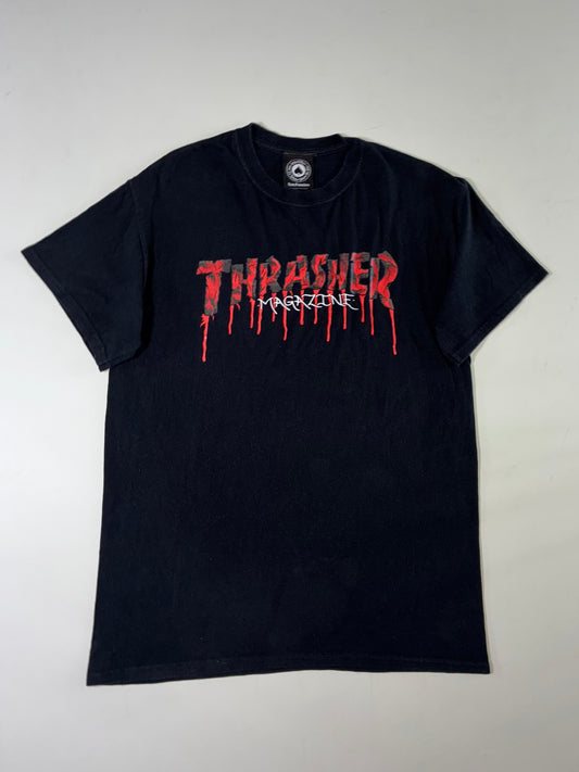 Thrasher Magazine Black Flame Drip Graphic T-Shirt (M)