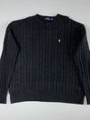 Polo Ralph Lauren Black Cable Knit Crewneck Sweater – White Pony (2XL/3XL)