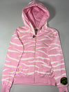 Vintage Devil Nut Pink Zebra Print Zip-Up Hoodie — (S)