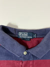 Vintage Polo by Ralph Lauren Navy & Burgundy Striped Long Sleeve Rugby Polo (L)