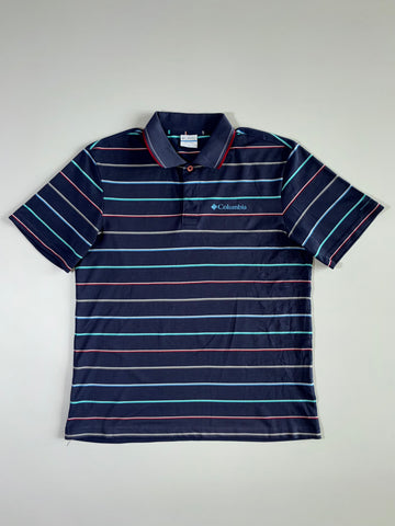 Columbia Navy Striped Polo Shirt (M)