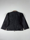 Black Zip-Up Workwear Jacket with Tan Contrast Collar & Patch Pockets (2XL)