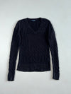 Tommy Hilfiger Black Cable Knit V-Neck Sweater Women’s (XS)