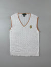 Lauren Active Ralph Lauren Cable Knit Sweater Vest — White w/ Crest Logo, Women’s (XS)
